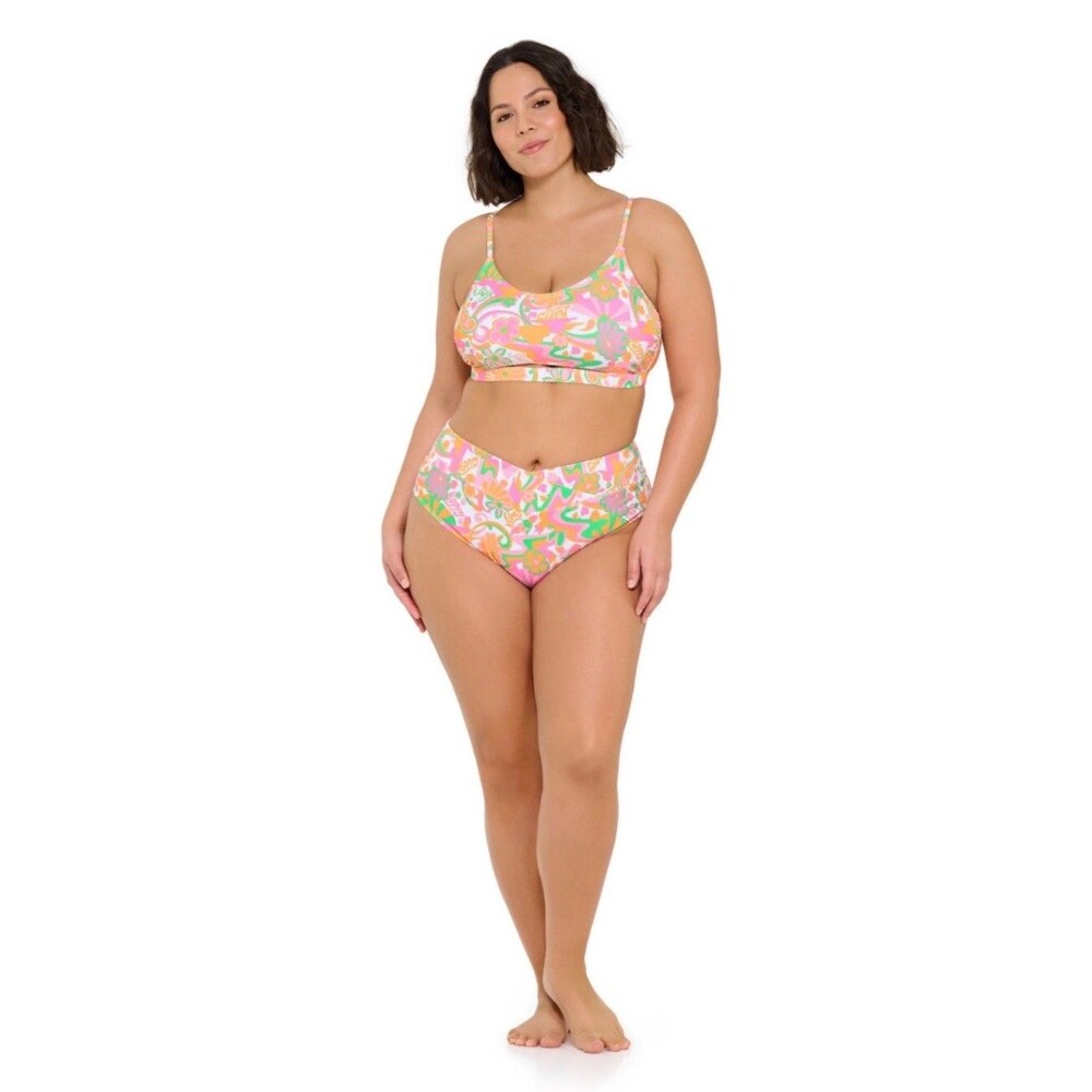 Ninety-Nine Cutout Bralette Electric Vibes Two Piece Bikini Sz 3X